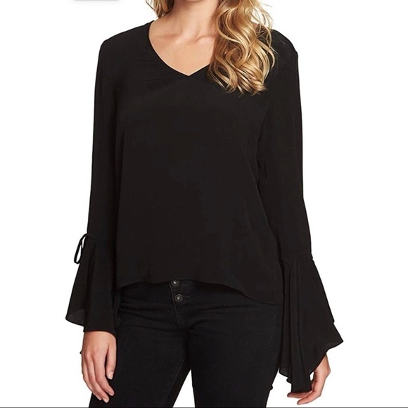 1.STATE BLACK CASCADE SLEEVE TOP - Picture 1 of 6